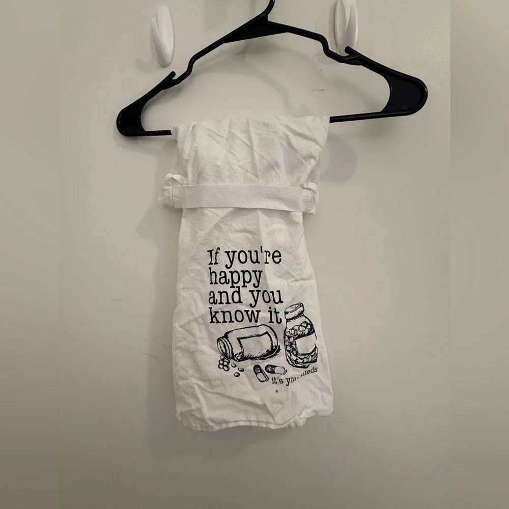 White Kitchen Towel with Fun Print